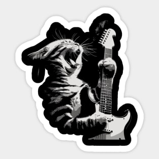 Funny Guitar Cat Playing guitar Sticker